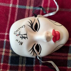White and Red New Orleans Mask